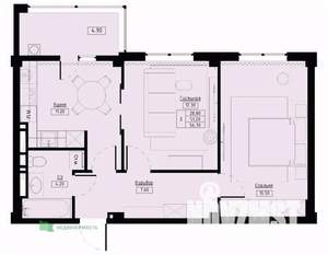 2-к квартира, вторичка, 57м2, 5/9 этаж