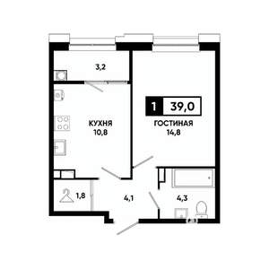 1-к квартира, вторичка, 39м2, 10/20 этаж