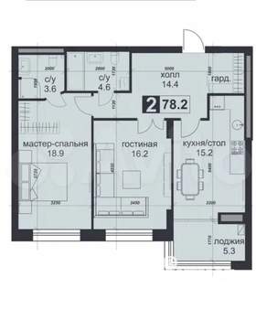 2-к квартира, вторичка, 81м2, 6/9 этаж