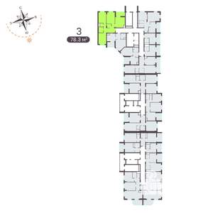 3-к квартира, вторичка, 78м2, 3/19 этаж