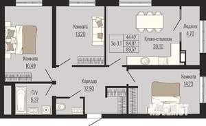 3-к квартира, вторичка, 90м2, 19/25 этаж
