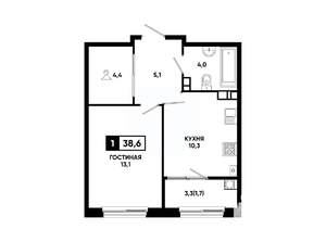 1-к квартира, вторичка, 39м2, 6/24 этаж