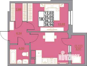 1-к квартира, вторичка, 39м2, 5/21 этаж