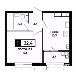 1-к квартира, вторичка, 32м2, 20/21 этаж