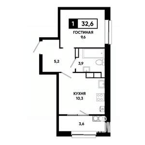 1-к квартира, вторичка, 33м2, 15/19 этаж