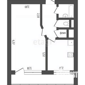 1-к квартира, вторичка, 46м2, 3/10 этаж