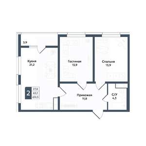 2-к квартира, вторичка, 69м2, 4/20 этаж