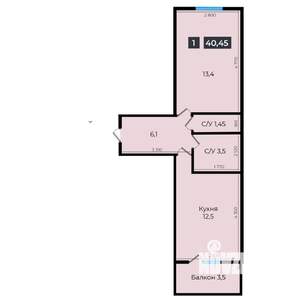 1-к квартира, вторичка, 40м2, 2/16 этаж