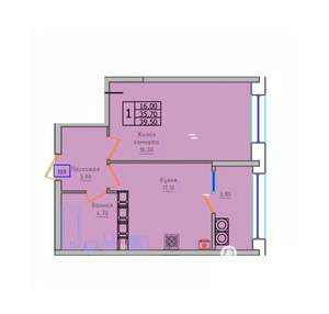 1-к квартира, строящийся дом, 40м2, 15/18 этаж