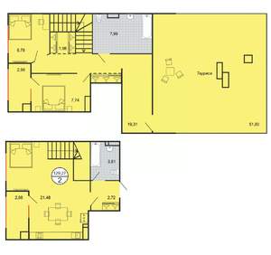 2-к квартира, строящийся дом, 129м2, 5/6 этаж