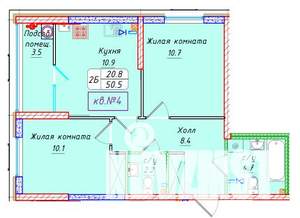 2-к квартира, вторичка, 51м2, 2/22 этаж