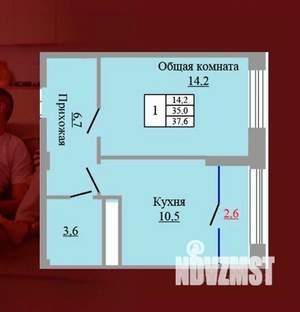 1-к квартира, вторичка, 38м2, 5/9 этаж