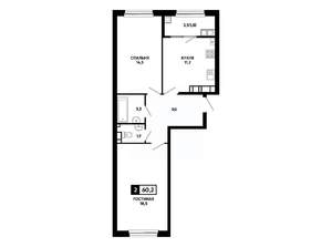 2-к квартира, вторичка, 60м2, 21/24 этаж