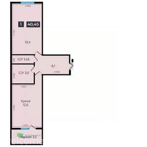 1-к квартира, вторичка, 41м2, 3/17 этаж