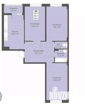 3-к квартира, вторичка, 90м2, 18/18 этаж