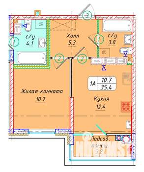 1-к квартира, вторичка, 35м2, 21/22 этаж
