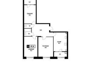 3-к квартира, вторичка, 88м2, 2/22 этаж