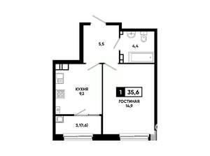 1-к квартира, вторичка, 36м2, 11/24 этаж