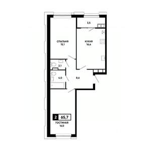 2-к квартира, вторичка, 66м2, 14/20 этаж
