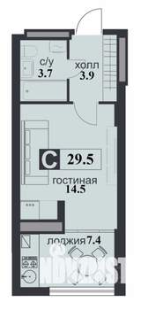 Студия квартира, строящийся дом, 30м2, 6/12 этаж