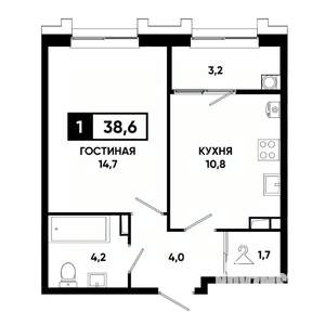 1-к квартира, вторичка, 39м2, 3/21 этаж