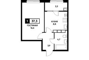 1-к квартира, вторичка, 37м2, 18/20 этаж