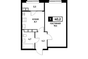 1-к квартира, вторичка, 40м2, 21/22 этаж