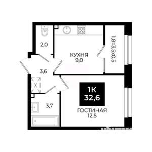 1-к квартира, вторичка, 33м2, 2/24 этаж