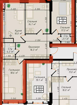 3-к квартира, вторичка, 91м2, 3/10 этаж