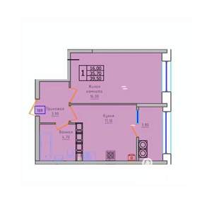1-к квартира, строящийся дом, 40м2, 16/18 этаж