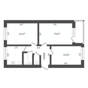 3-к квартира, вторичка, 59м2, 4/4 этаж